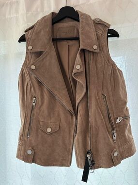 Blank NYC Taupe Suede Moto Vest